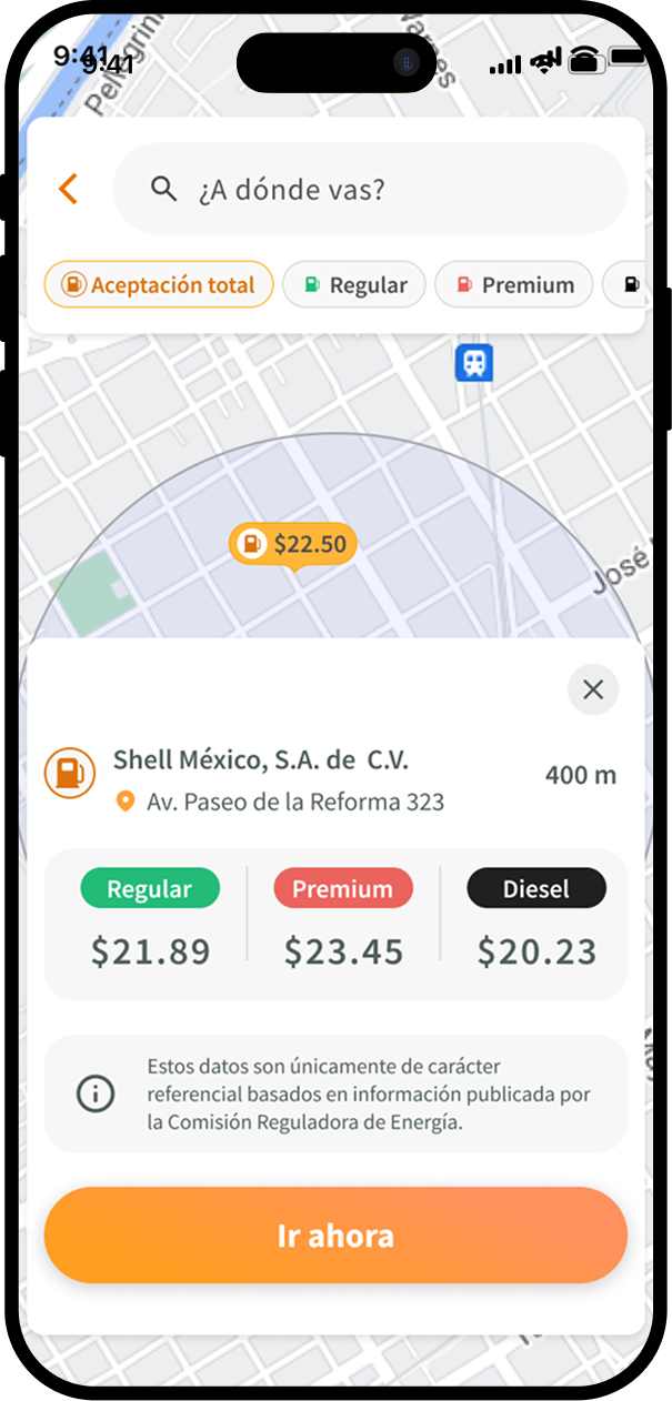 Fuel Map screen